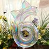 Large 40inch Number Digital 0-9 Balloon Colorful Transparent Anniversary Decoration Foil Balloons with Bowknot