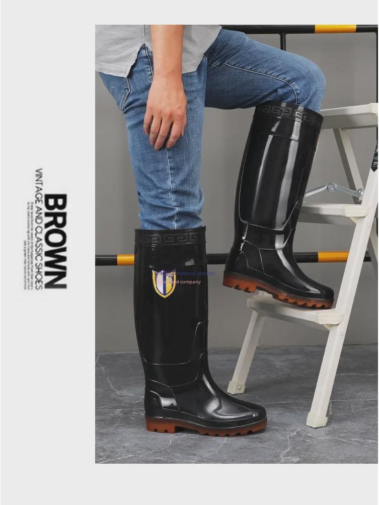 Herr 45 cm Extra Höga Vattentäta & Oljebeständiga Arbetskängor med Extra Tjock Sula över Knäet