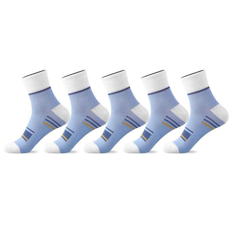 5/10 Pairs Men's Striped Mid-calf Sports Socks Breathable Socks Casual Socks