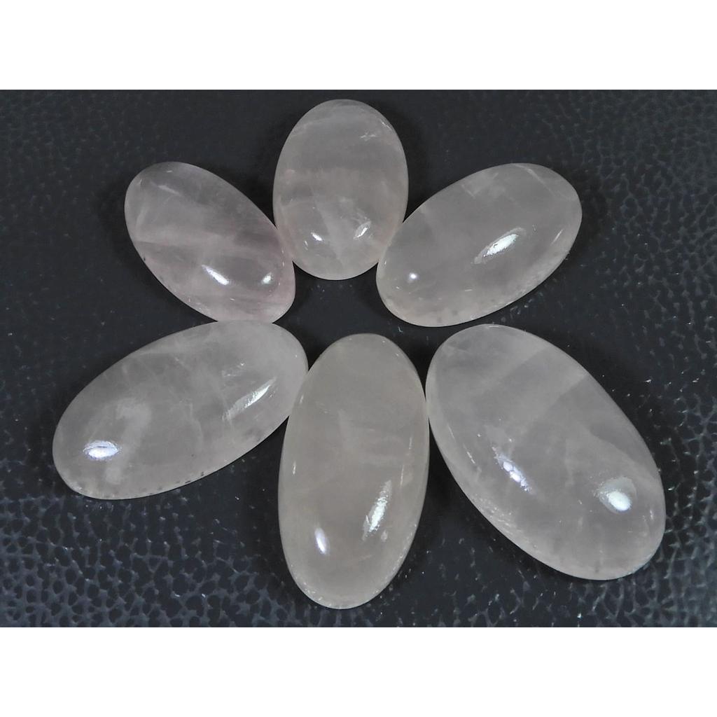 300Cts.Natural Pink Rose Quartz Oval Shape Cabachon Loose Gemstone 06Pcs Lot C-2519