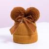 Double Ball Bow Cross-border Preferred Baby Hat Yarn Children's Hat Thickened Baby Hat Children's Knitted Hat