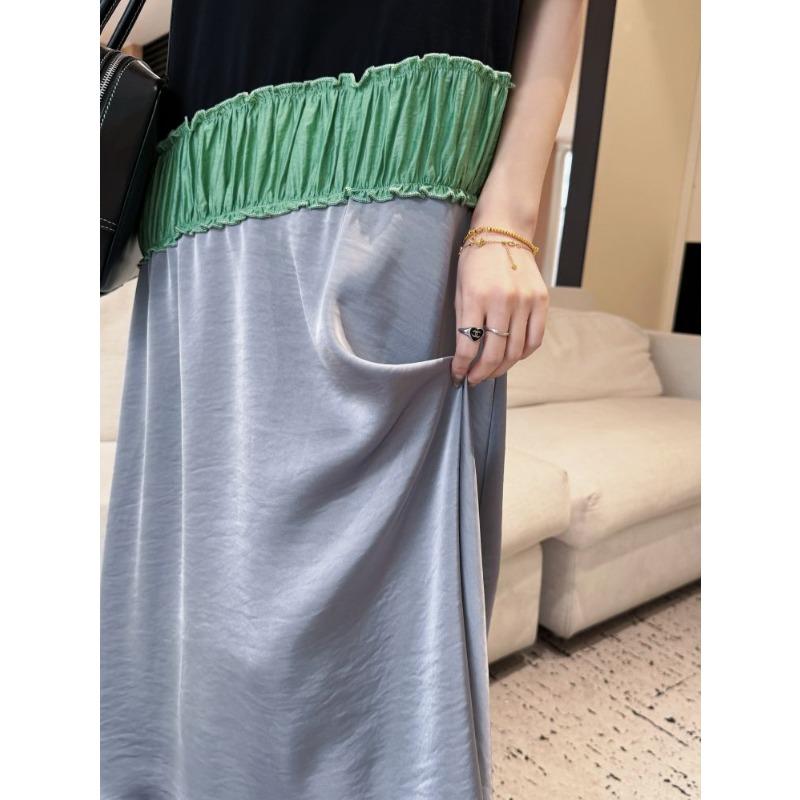 DIMANAF 2025 Women Summer Plus Size Long Dress Vintage Short Sleeve Shirt Dress Basic Elegant Casual Oversized Loose Dress