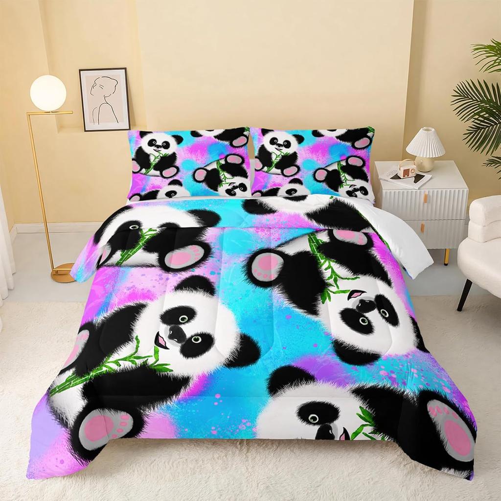 Cartoon Panda Dreiteilig 3D Digitaldruck Studentenheim Bettbezug Hersteller