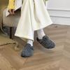2025 Autumn and Winter New Round Head Thick Bottom Belt Buckle Hairy Lazy Boken Outer Wear Women's Slippers