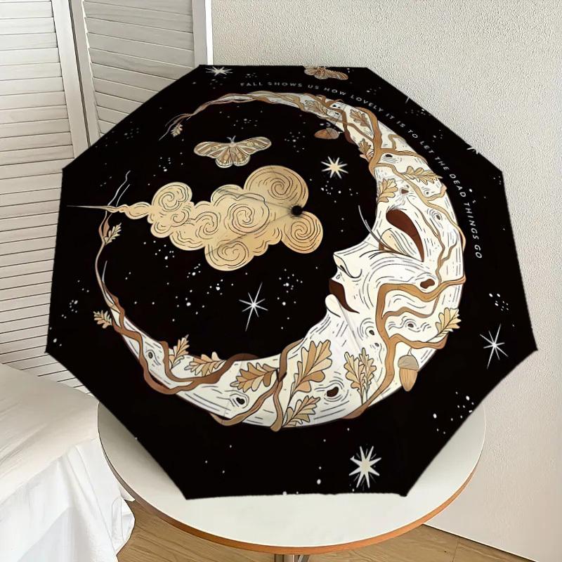 

1pc Autumn Moonlit Serenity Umbrella with Plastic Handle,Suitable for All Seasons Home Travel Outdoor UmbrellaDD638