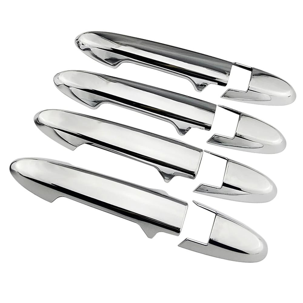 Door Handle Cover For Honda Jazz Fit GK5 GP5 2014- Carbon Fiber Color Modify Refit Chrome Decoration Trim Decor Sticker Chrome Silver