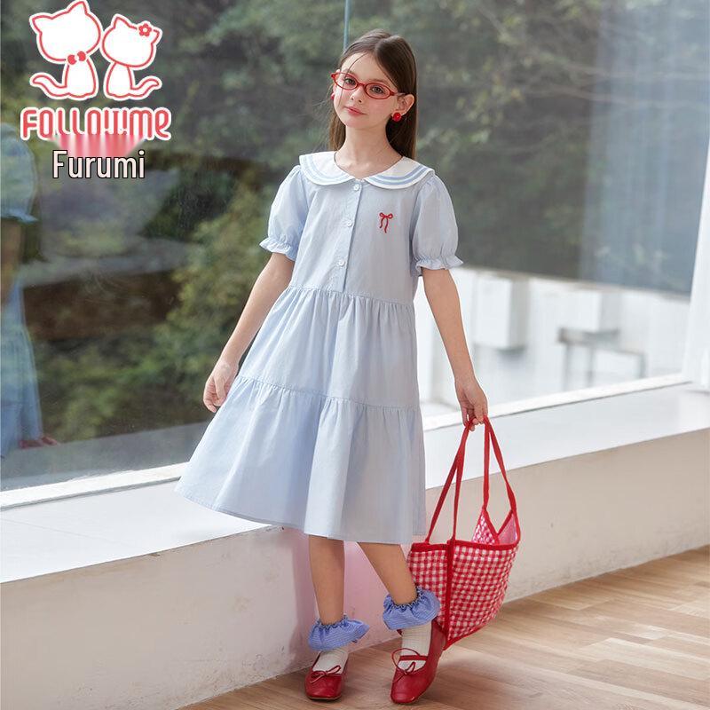 Girls' Summer Academy Style Doll Collar Princess Dress