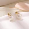 Pearl typical silver needle MOUP simple design earrings ladies Popularity Compatible with metal allergies ring earrings 18k gold earrings women