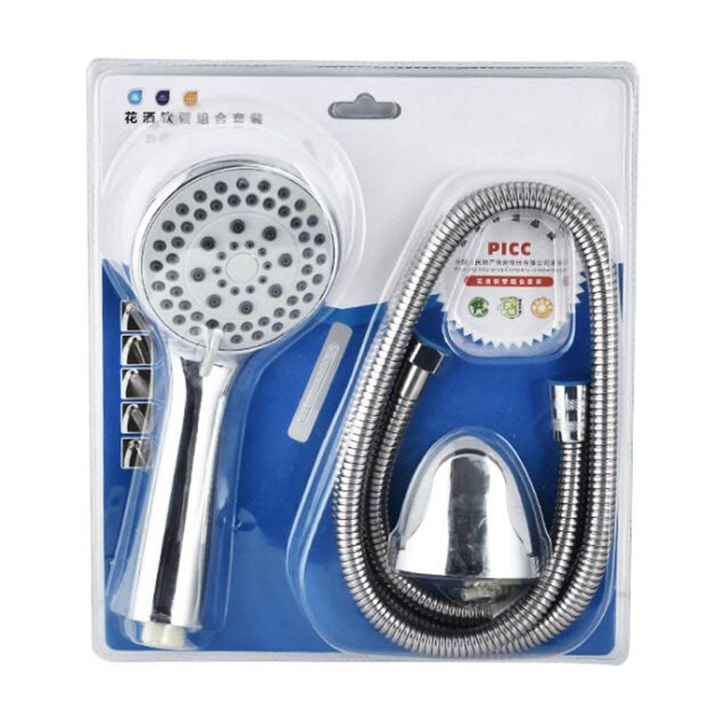 3PCS/SET Universal Bathroom Hand Rainfall Shower Head Pressurized Hand-held Showerhead Hose and Base