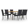 vidaXL 7 Pcs. Garden Dining Set Poly Rattan Black