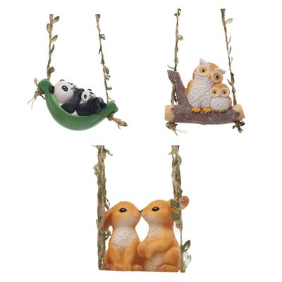 Swing Animal Garden Statue Decorative Resin Ornament Cute Figurine Hanging