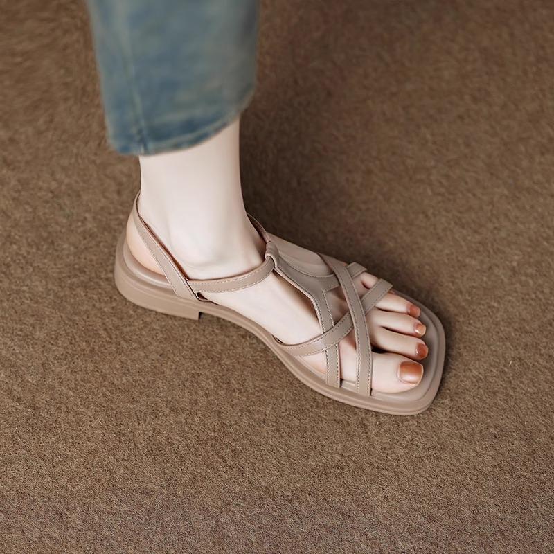 Fashion 2025 Summer New Women's Hollow Round Open Toe Roman Sandals Woman Fashion Strap Thick Sole Platform Shoes Sandalias Mujer