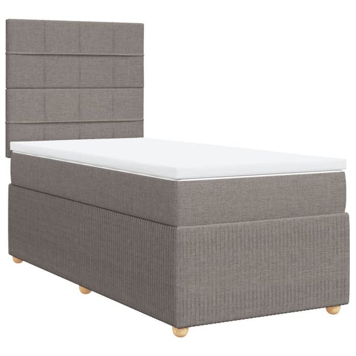 VidaXL Slat Bed Base with Mattress Taupe 90x190 Cm Fabric 3294215