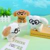 Cartoon Cute Plush Glasses Puppy Keychain Soft Stuffed Dog Bag Pendant Ornaments Car Keyring For Women Girl Teen Party Gift