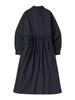 Comoni Nose W Shirring Long One-Piece [Navy]