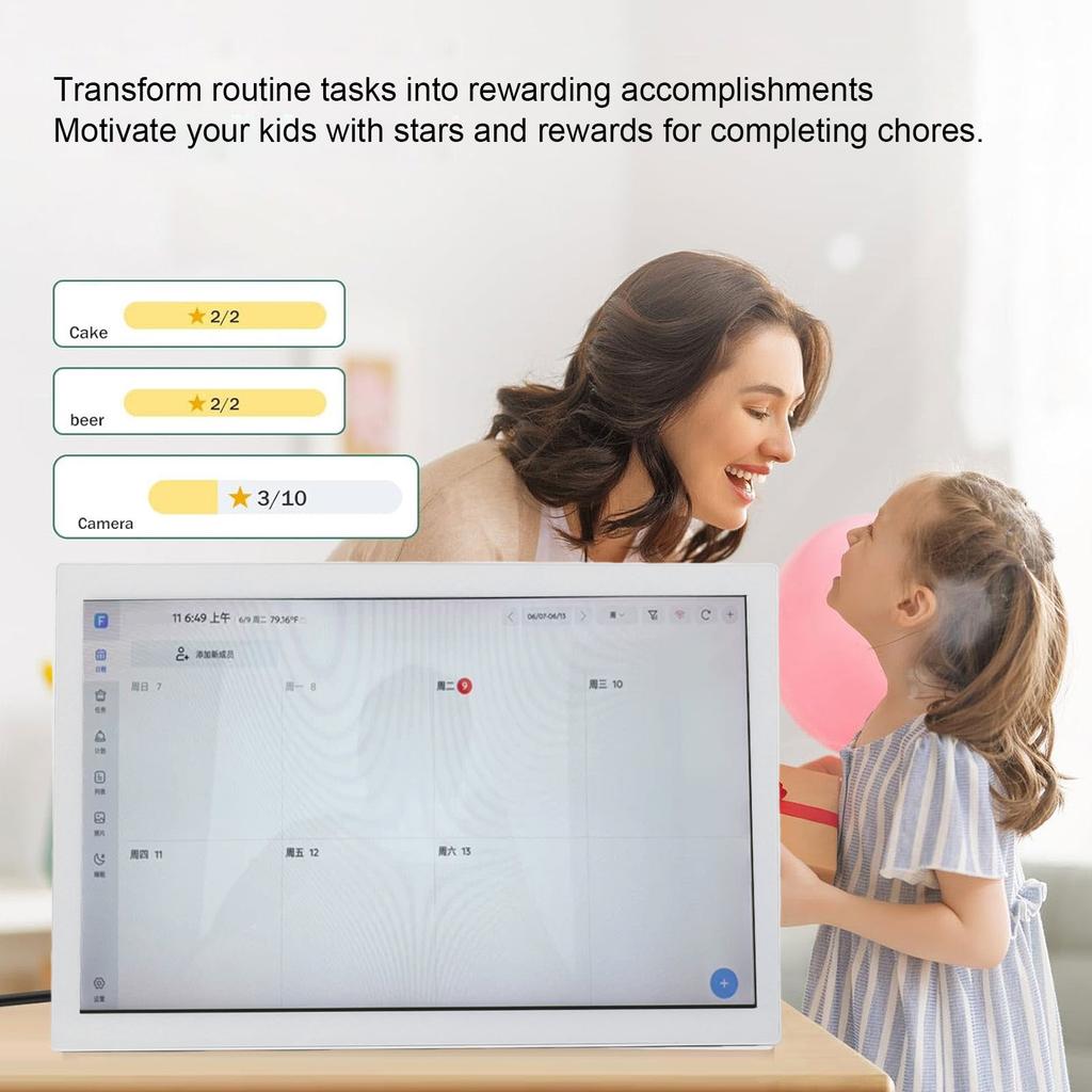 21.5 Inch Digital Calendar Interactive Touchscreen Electronic Chore Chart for Family Schedules Meal Planning APP