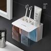 Simple Magnetic Mouthwash Cup Set for Home Wall-mounted Toothbrushing Cup Stand for Three-person Family Dental Cylinder