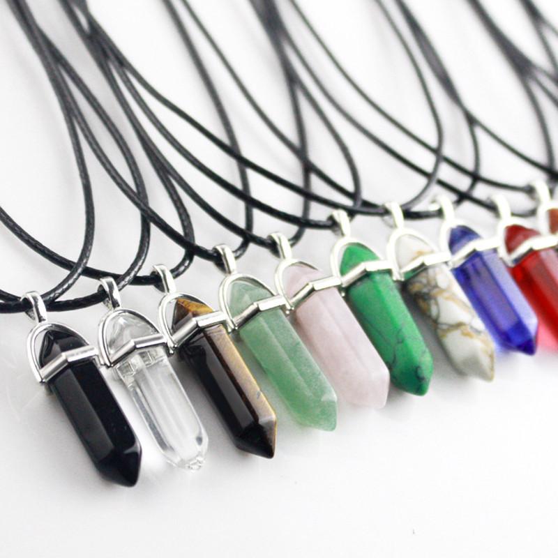 Beautiful Natural Crystal Stone Necklace With Unique Hexagonal Pendant For Healing