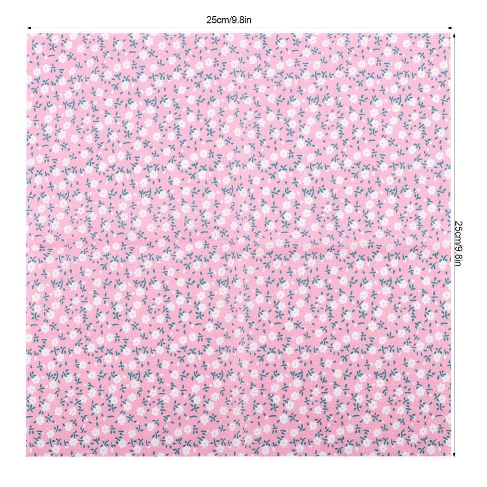 7Pcs Cotton 7 Styles Pink Floral Precut Cotton Squares Dorm Decorative Bedding Making