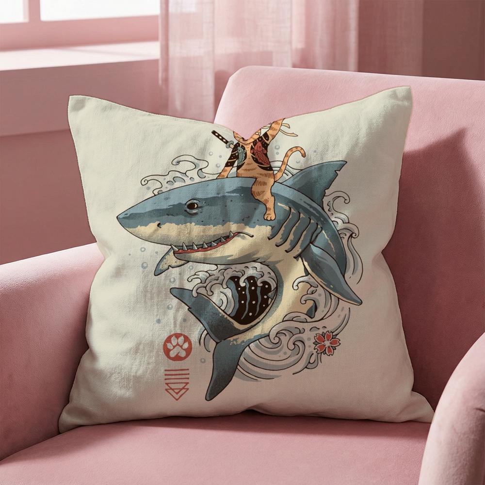 Japanese Style Cat Cushion Cover Multi-Scene Pillow Cover for Home & Car - Reversible, Soft & Durable for Daily Use