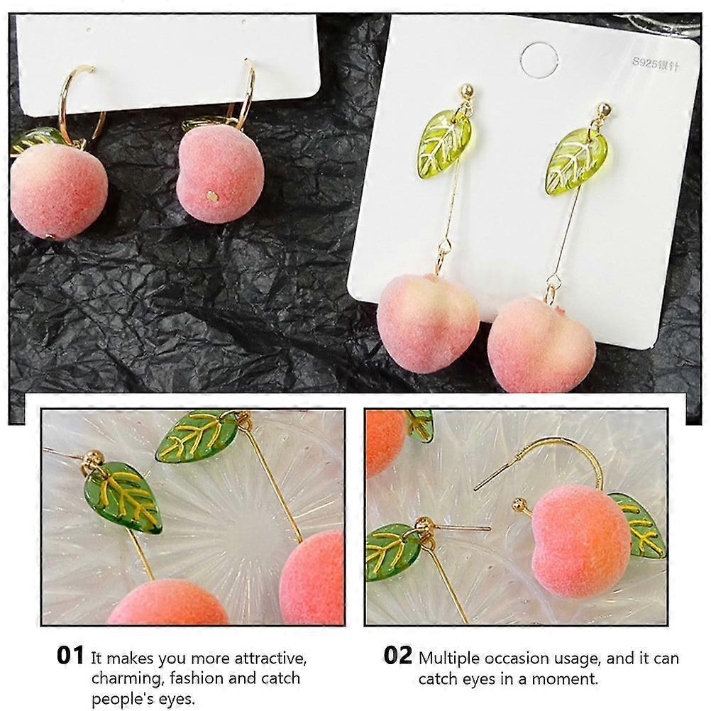 2 Pairs Peach Shaped Plastic Earrings Stylish Decorative Ear Accessories for Women Fashion Jewelry