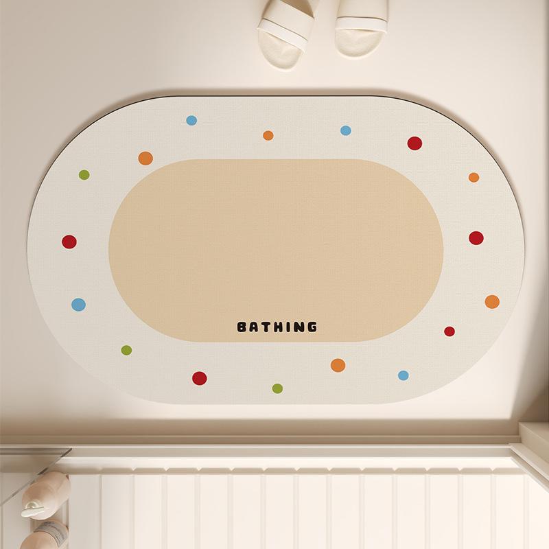 Diatom Mud Floor Mat Cream-air Bathroom Floor Mat Household Water Absorption Quick-drying Foot Mat Bathroom Door Dirty-resistant Anti-slip Mat