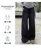 Women's Plus-Size Black-Gray Wide-Leg Jeans with Velvet, Slimming, Loose Fit for Autumn and Winter