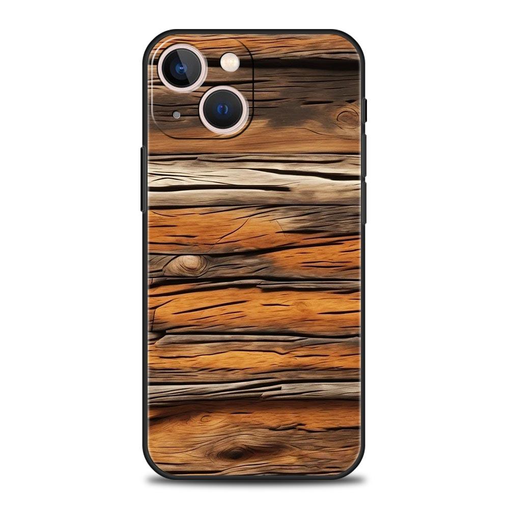 Luxury Vintage Wood Grain Pattern Phone Case Cover for iPhone 17 16 15 14 13 12 11 Pro Max 17 Air Plus Shockproof Soft TPU Shell
