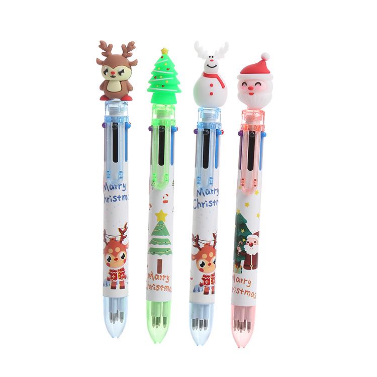 Christmas 6-Color Ballpoint Pen: Cute Holiday Gift for Students, Colorful Journaling & Office Stationery