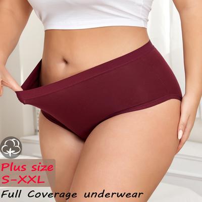 1pcs Women's High Waisted Plus Size Solid Color Cotton Underwear, All Inclusive Hip Fashionable, Breathable, Soft and Comfortable Women's Underwear