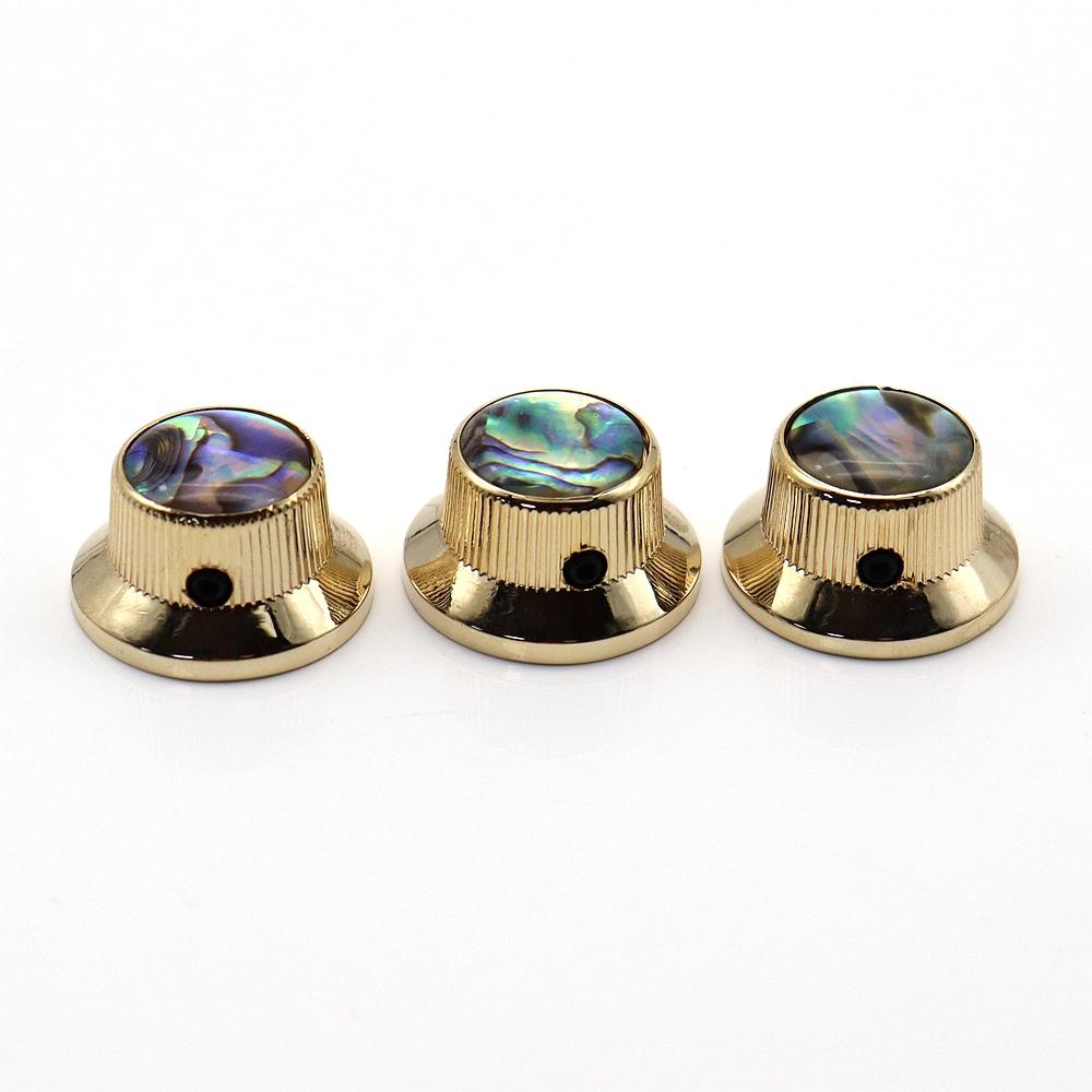 1pcs Abalone Top Guitar Bass Knobs Strat Metal Knobs for 6mm Shaft Pots 3 Colors