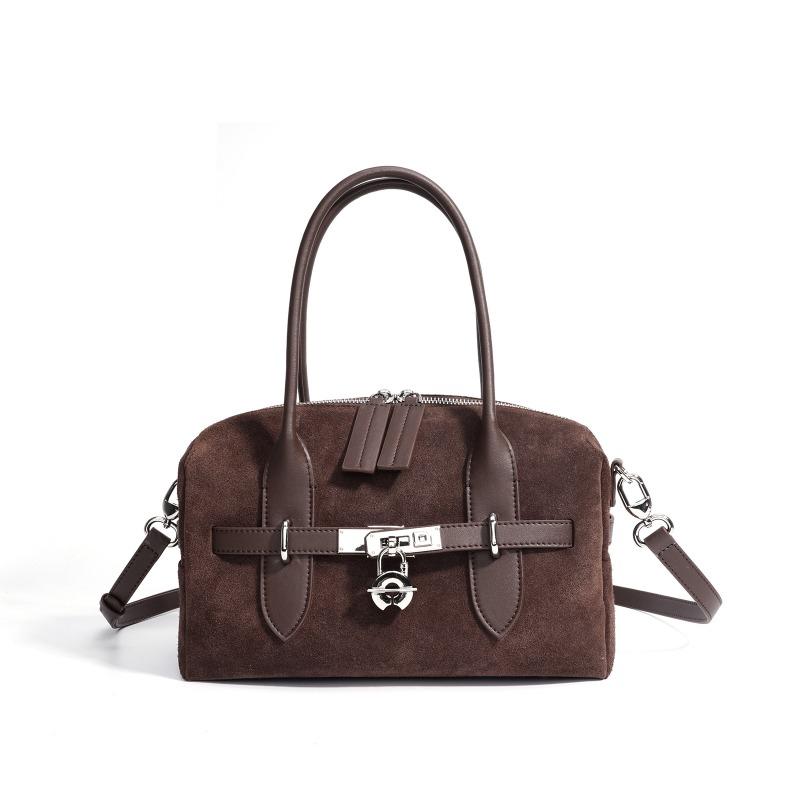 Premium Handbag New Matte Suede Boston Bag Simple and Versatile Fashionable Women's Large-capacity Messenger Bag