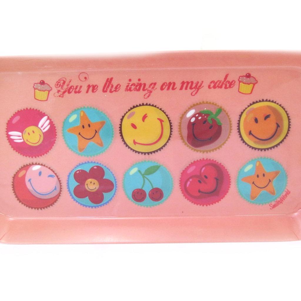 Smiley [L9082] - Peach 'Smiley' Cake Tray - 31x15 Cm