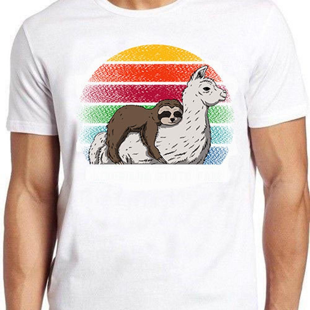 

Футболка из 100% хлопка плотностью 230 г/м2 с изображением ленивого ламы, милого забавного животного, мема, подарочная футболка для геймера, культового фильма, музыки, футболка 712