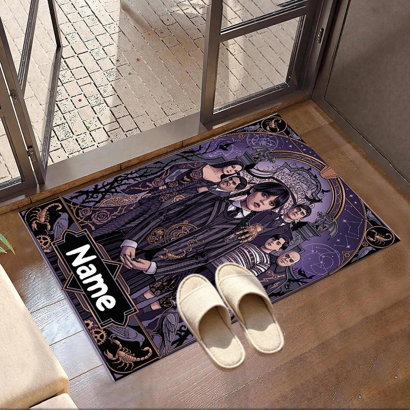 Custom Name Personalized Wednesday Print Carpet, Versatile Home Decor Rug, for Playroom, Apartment, Balcony, Entryway, Hallway Gift