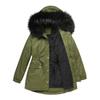 Warm Fluffy Winter Jacket Medium Long Hooded Collar Parker Coat Cotton Zipper Coat