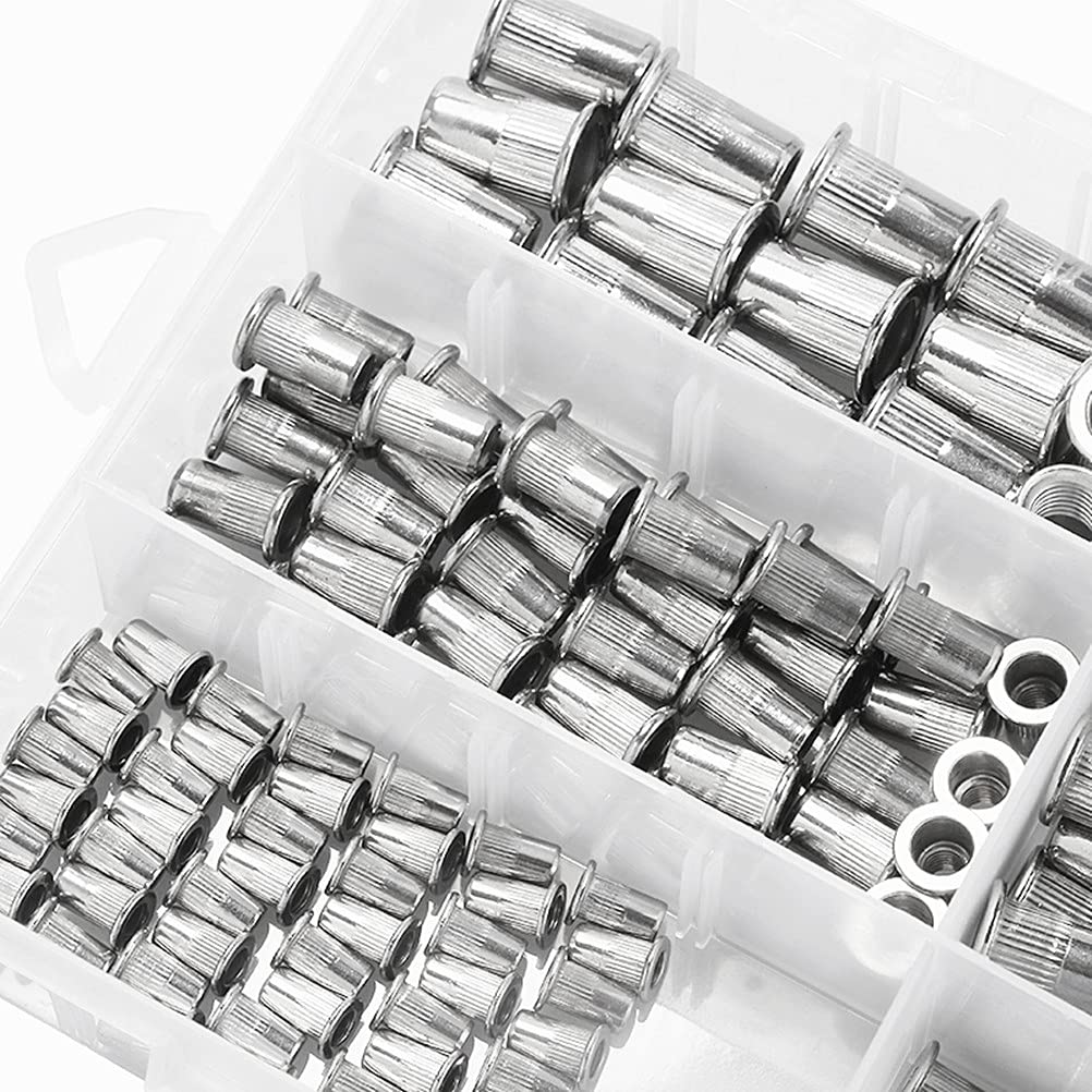 200PCS 304 Stainless Steel Nut Anti-Rust Nut Flat Head Powerful Nut Series Multi-Specification Nut Kit M3/M4/M5/M6/M8/M10
