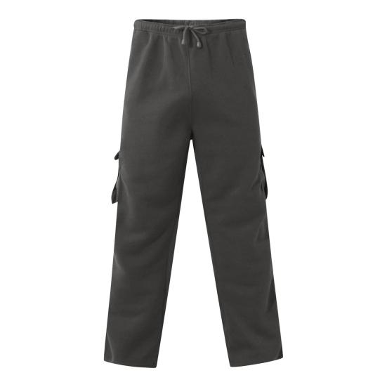 Yousheng Men Cargo Pants Elastic Waist Adjustable Drawstring Casual Overalls with Multi Pockets Solid Color Wide Leg Pants