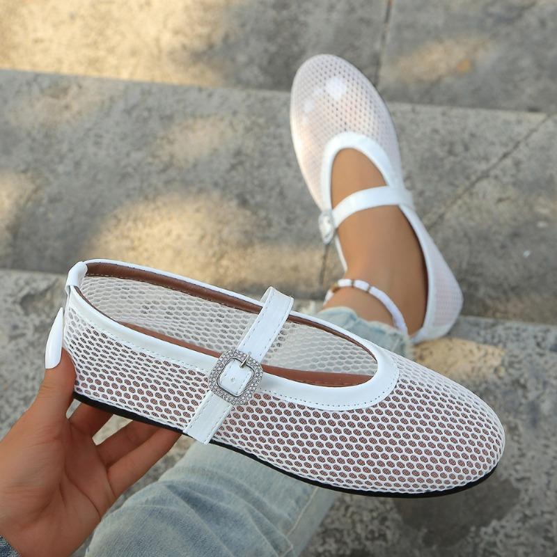 Summer Women Flats New Mesh Hollow Sandals New Fashion Designer Mary Jane Shoes Sexy Comfort Female Loafers Plus Size 43
