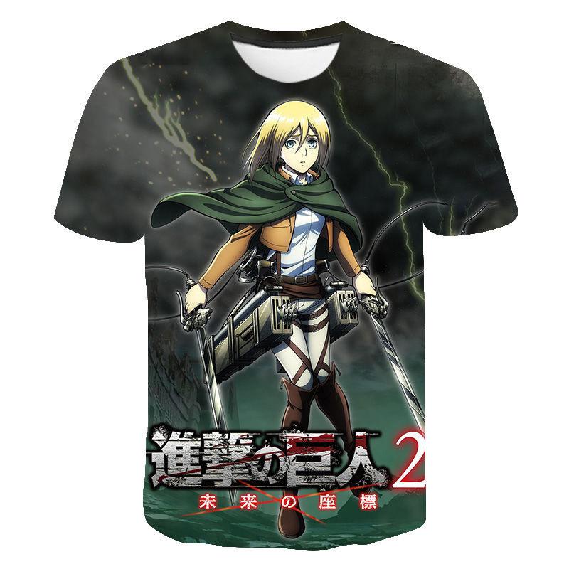 

Fashion Attack on Titan 3D Printed T-Shirt, Anime Graphic Tee, Lightweight Polyester Breathable Casual Streetwear Clothes 3XL