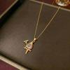 Women's Retro Zodiac Birthstone Moon Rabbit Necklace – Zircon Pendant for Valentine's & Qixi Festival