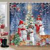 Merry Christmas Bathroom Curtains Snowman Christmas Tree Gift Red Truck Polyester Fabric Washable Shower Curtain Bathroom Decor