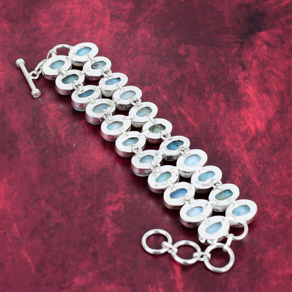 Larimar Jewelry, 925 Solid Sterling Silver Gemstone Bracelet, Handmade Jewelry, For Memorial Day