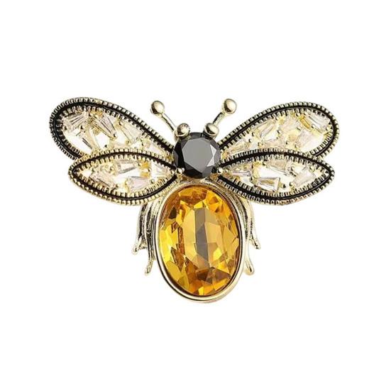 

Women Brooch Sparkling Rhinestones Bee Shape Lapel Pin Suits Coats Bags Scarves Badge Versatile жёлтый
