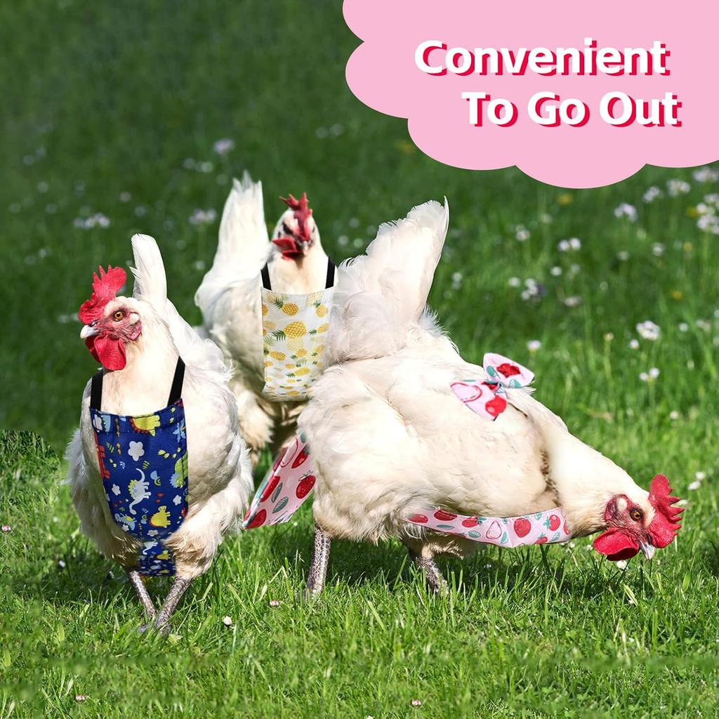 Chicken Diapers for Hens Pet Duck Diapers Reusable Washable Indoor Diapers Chicken Clothes Accessories with Bow Tie for Poultry