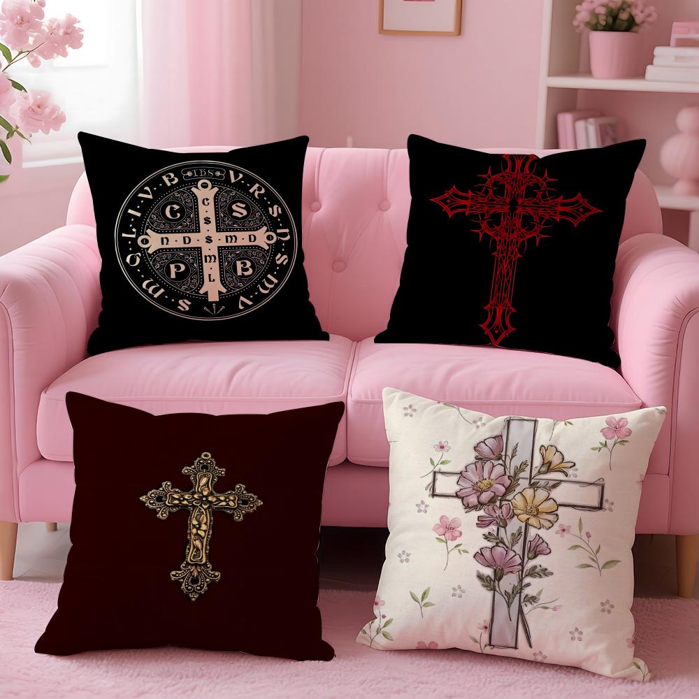 Sacred and Holy GGOD CCrucifix Cushion Cover Pillow Case Soft Skin Friendly Fabric Concealed Zipper