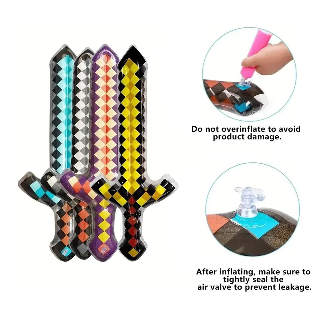 Pixel Style Inflatable Gemstone Sword Props - Safe Fun Kids Toy Weapon Parent-Child Interactive Supplies Perfect Birthday Gifts