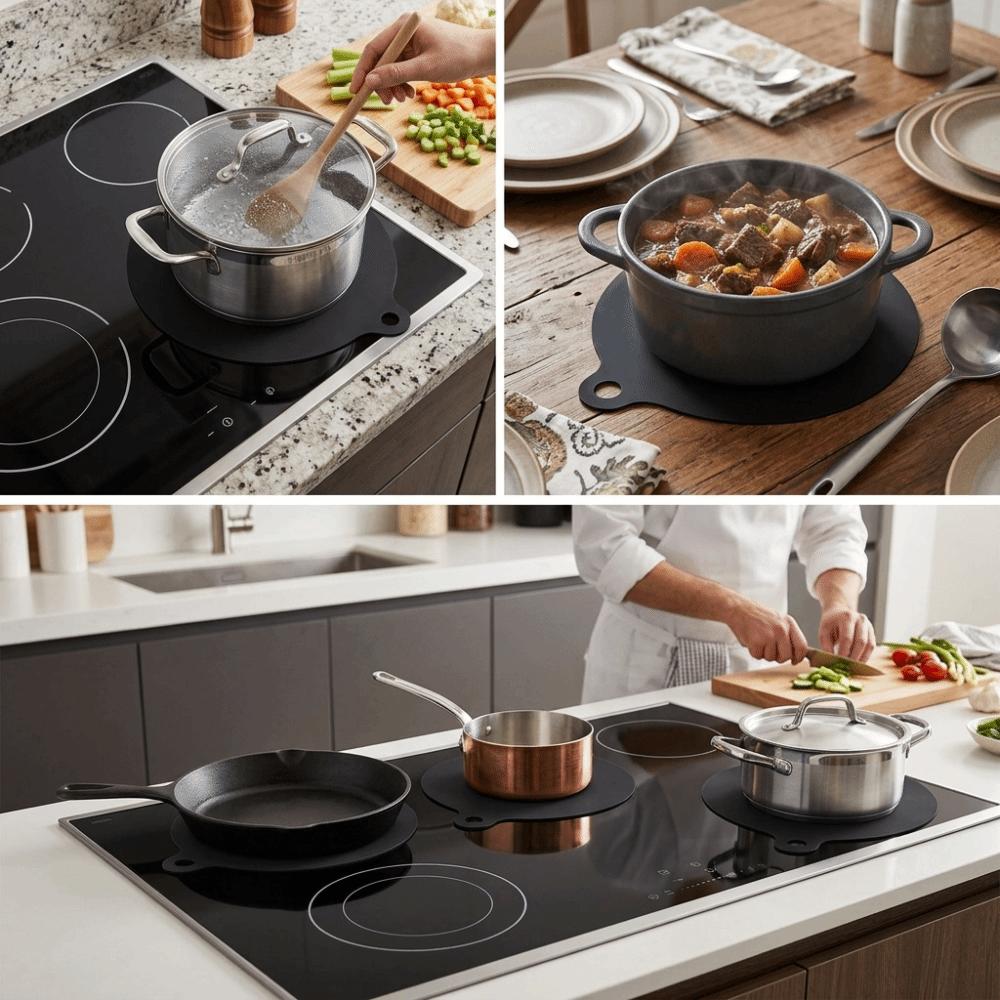 Silicone Induction Cooker  Pad Oil Resistant Kitchen Cushion Oil Proof Pad  Kitchen  maintenance Round22cm