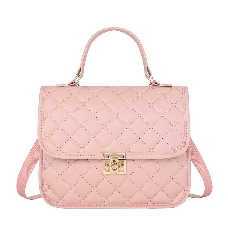 Women's backpack spring and summer new portable rhombus fashion simple backpack with lock one shoulder bag