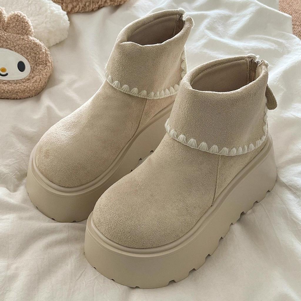 Retro Thick-soled Heightening Small Martin Boots for Women's 2025 Autumn and Winter New Fashionable Versatile and Thin Short Boots for Children